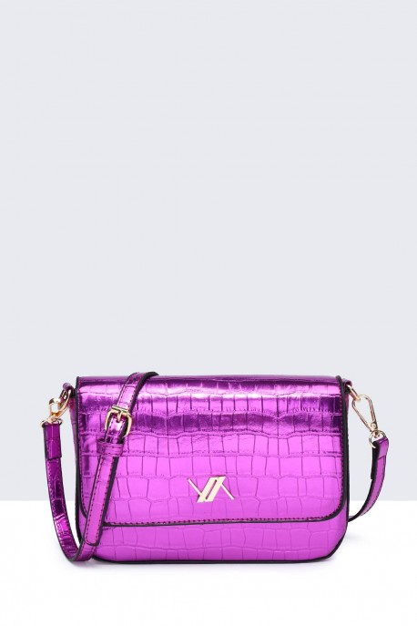 11021-BV Metallic croco shoulder bag