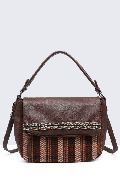 Synthetic handbag with flap 5137-BV : colour:Marron fonc&eacute;