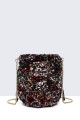 28562-BV Sequin feather shoulder bag in purse/bucket shape