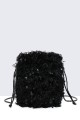 28562-BV Sequin feather shoulder bag in purse/bucket shape
