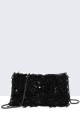 28565-BV Sac Pochette Bandoulière à plume paillette