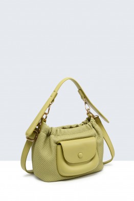 16207-BV Drawstring handbag PU canvas-effect