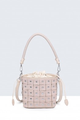 H250110-BV Sac à main seau bourse style cuir PU armure cloutés