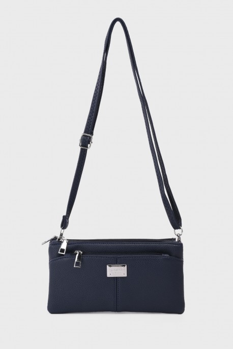 KJ255 Synthetic Multi-Pocket Crossbody Shoulder Bag : colour:Blue