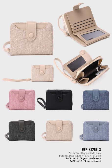KJ259-3 Kenny Jones synthétique Wallet : colour:Pack of 6