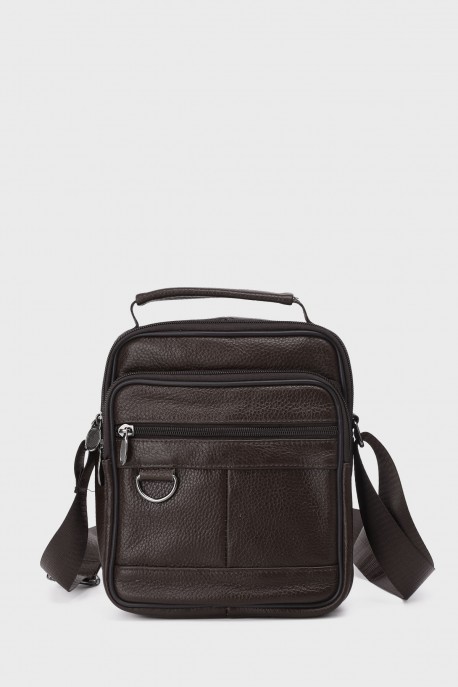 Sacoche reporter en croûte de cuir KJ7647 : couleur:Marron fonc&eacute;