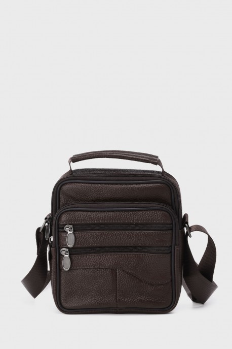 Sacoche reporter en croûte de cuir KJ7811 : couleur:Marron fonc&eacute;