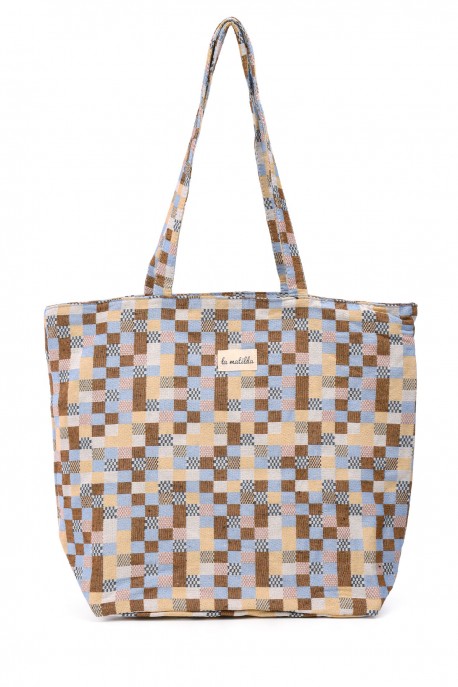 La Matilda - Grand Tote Bag Cuadros Tostado M105-107