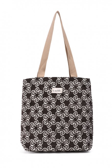 La Matilda - Tote Bag MARRON HILO PLATA M106-101