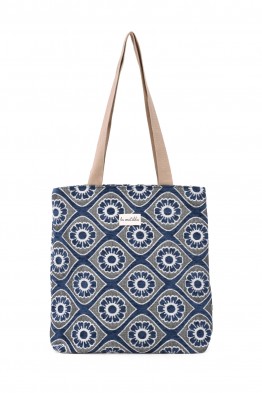 La Matilda - Tote Bag FLOR AZUL MARINO M106-103