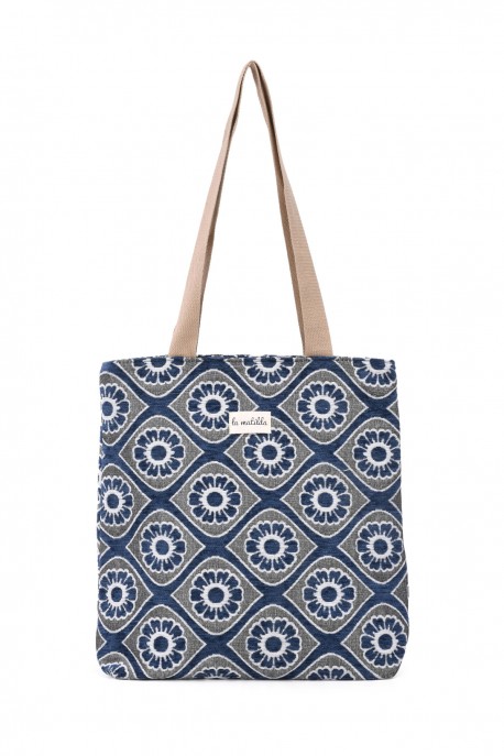 La Matilda - Tote Bag FLOR AZUL MARINO M106-103