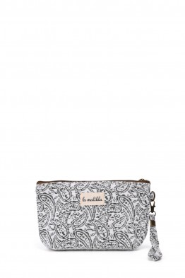 La Matilda - Pochette trousse maquillage textile feuilles Mandala noir M101-79