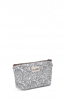 La Matilda - Pochette trousse maquillage textile feuilles Mandala noir M101-79