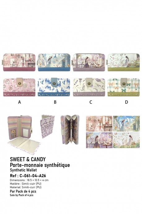 Sweet & Candy C-061-04-A26 synthetic wallet : Pattern:Pack of 4