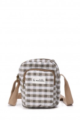 La Matilda - Pochette bandoulière téléphone Gingham Grey M143-97
