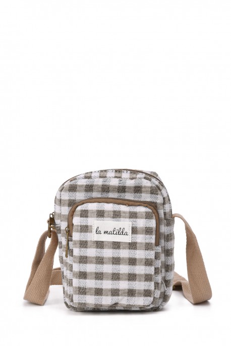 La Matilda - Shoulder phone pouch Gingham Grey M143-97