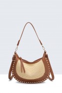 28975-BV Sac à main tressage en paille polypropylène avec clous