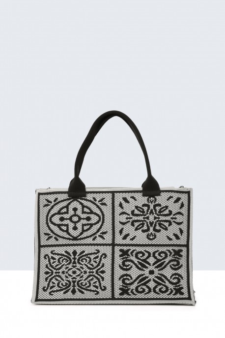 SY53551-BV Sac à main style filet : couleur:Noir (Black)