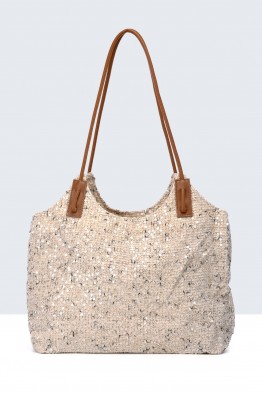 S9528-6-BV Sequin net woven handbag