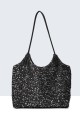 S9528-6-BV Sequin net woven handbag