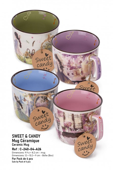 C-240-04-A26 MUG Sweet & Candy : Motif:Pack de 4