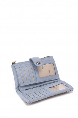 La Matilda - Portefeuille porte-monnaie en coton Tartare Bleu M123-67