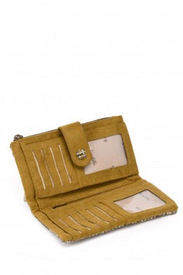 La Matilda - Portefeuille porte-monnaie en coton Tartare Jaune M123-68