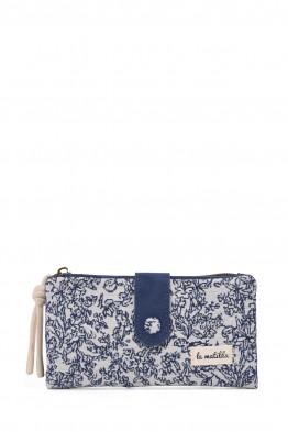 La Matilda - Portefeuille porte-monnaie en coton Motif bleu M123-69