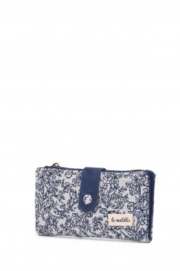 La Matilda - Portefeuille porte-monnaie en coton Motif bleu M123-69