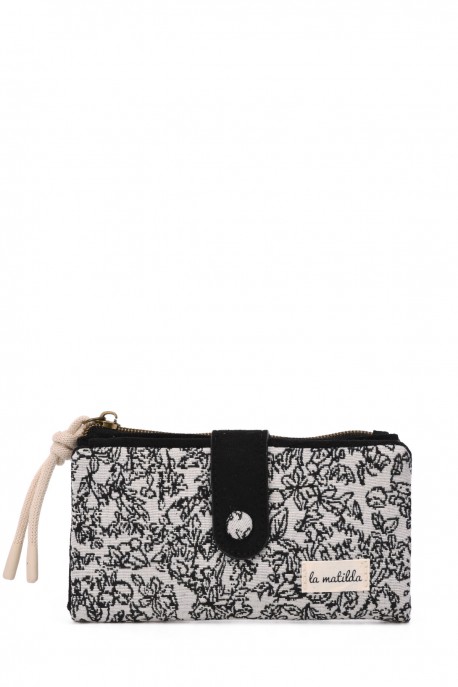 La Matilda - Portefeuille porte-monnaie en coton motif Noir M123-70