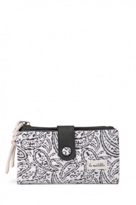 La Matilda - Portefeuille porte-monnaie en coton Black Cashew M123-79
