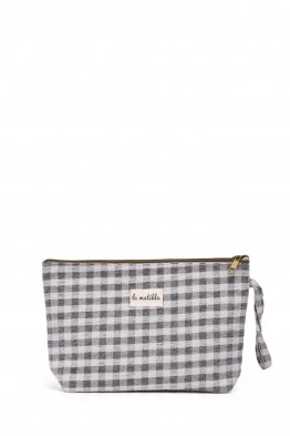 La Matilda - Grande Pochette trousse maquillage textile Vichy Gris M115-97