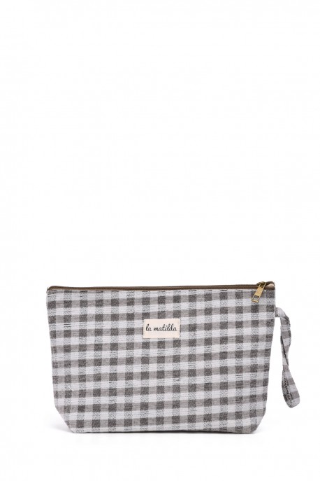La Matilda - Large textile pouch makeup bag Vichy Grey M115-97
