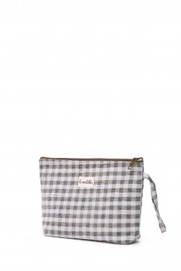 La Matilda - Large textile pouch makeup bag Vichy Grey M115-97