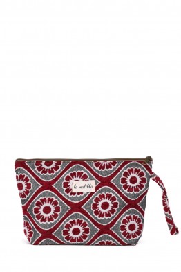 La Matilda - Grande Pochette trousse maquillage textile Fleurs Rouge M115-104