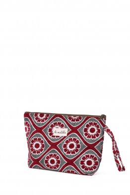 La Matilda - Large textile pouch makeup bag Red Flor M115-104