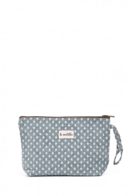 La Matilda - Large textile pouch makeup bag LUNAR TURQUESA M115-105