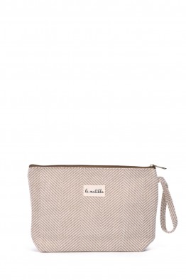 La Matilda - Grande Pochette trousse maquillage textile ESPIGA BEIGE M115-106