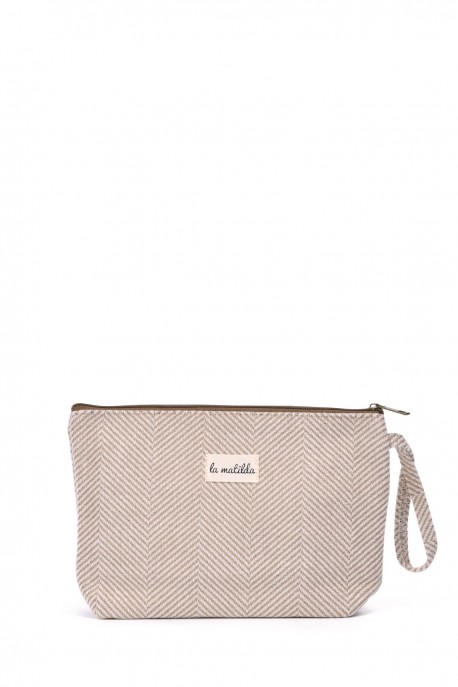 La Matilda - Grande Pochette trousse maquillage textile ESPIGA BEIGE M115-106