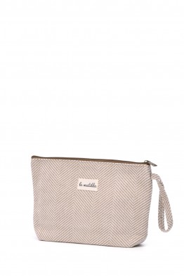 La Matilda - Large textile pouch makeup bag ESPIGA BEIGE M115-106