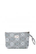 La Matilda - Large textile pouch makeup bag Skyblue Flowers M115-FLBC