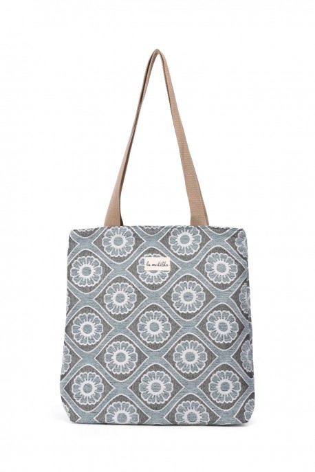 La Matilda - Tote Bag Fleurs Bleu Ciel M106-FLBC