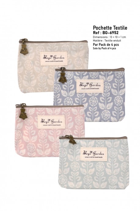 BG-6952 Waterproof textile coin purse : colour:Pack of 4