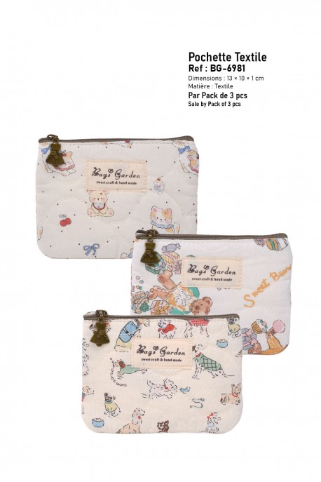 BG-6981 Textile coin purse : colour:Pack of 3