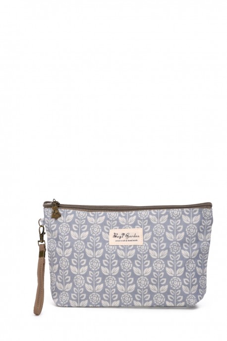 BG-6954 Pochette trousse maquillage fleurs liberty : couleur:Bleu (Blue)
