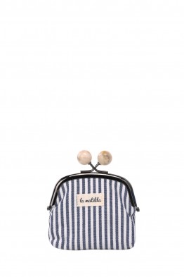 La Matilda - Cotton coin purse with clasp Marinière Bleu M120-1-64