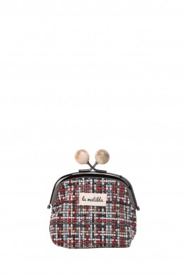 La Matilda - Cotton coin purse with clasp TARTAN BLUE M120-1-67
