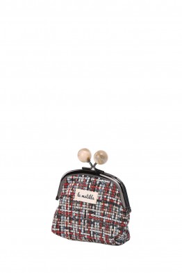 La Matilda - Cotton coin purse with clasp TARTAN BLUE M120-1-67