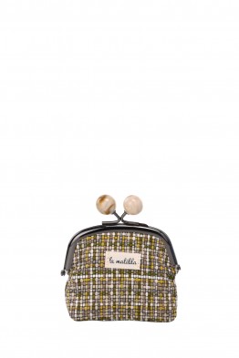 La Matilda - Porte-monnaie en coton à fermoir TARTAN YELLOW M120-1-68