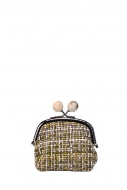 La Matilda - Porte-monnaie en coton à fermoir TARTAN YELLOW M120-1-68